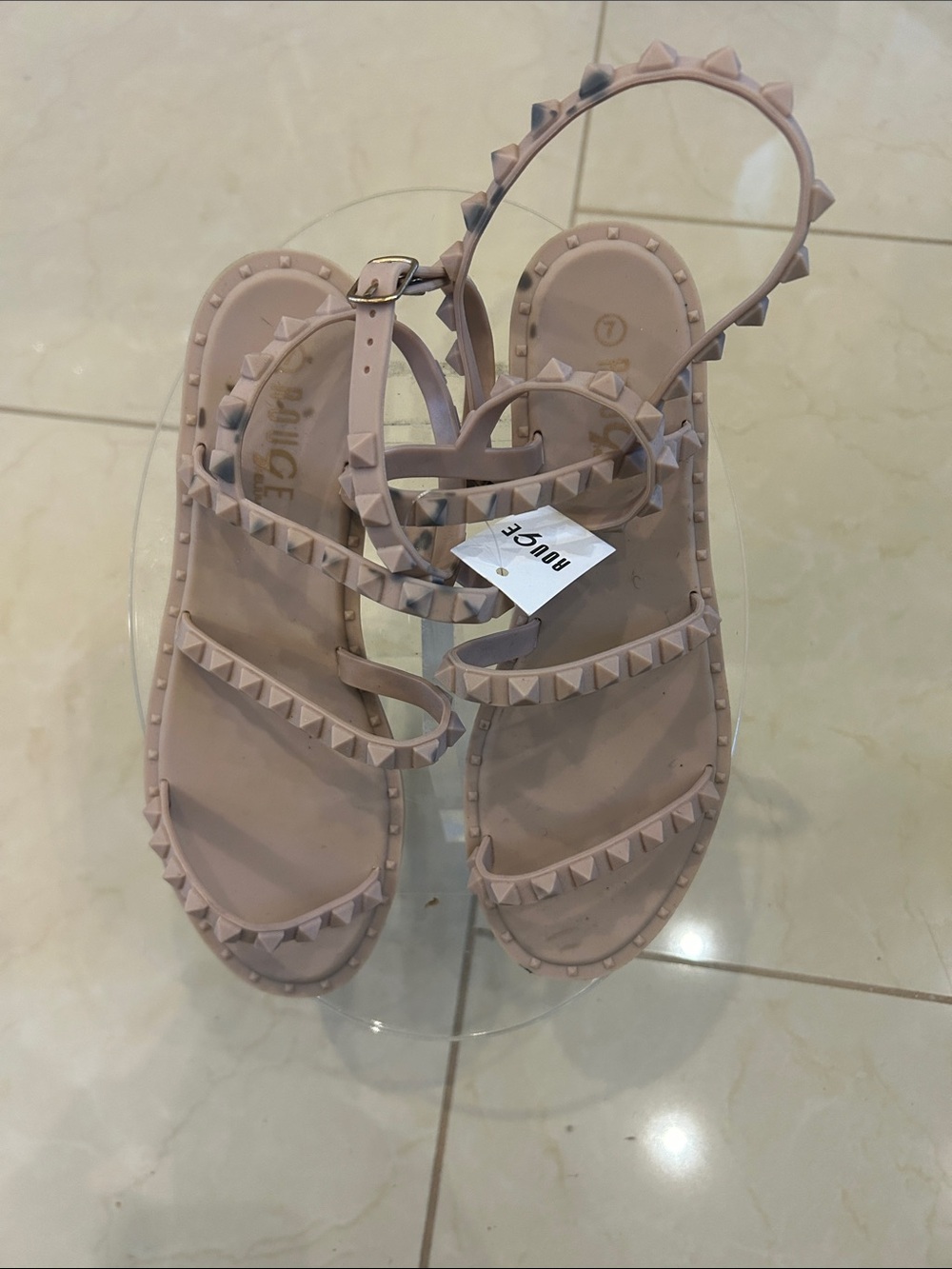 Rouge! Blush Pink Studded Strappy Sandals